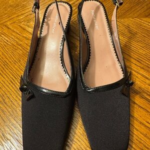 Naturalizer Black Slingback Flats Size 8M, Square Toe Read**Defect**